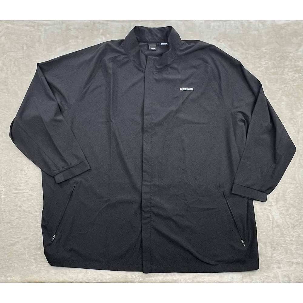 EUC Reebok Golf Mens 6XL Black Full Zip Windbreaker Jacket Stretchy Lightweight